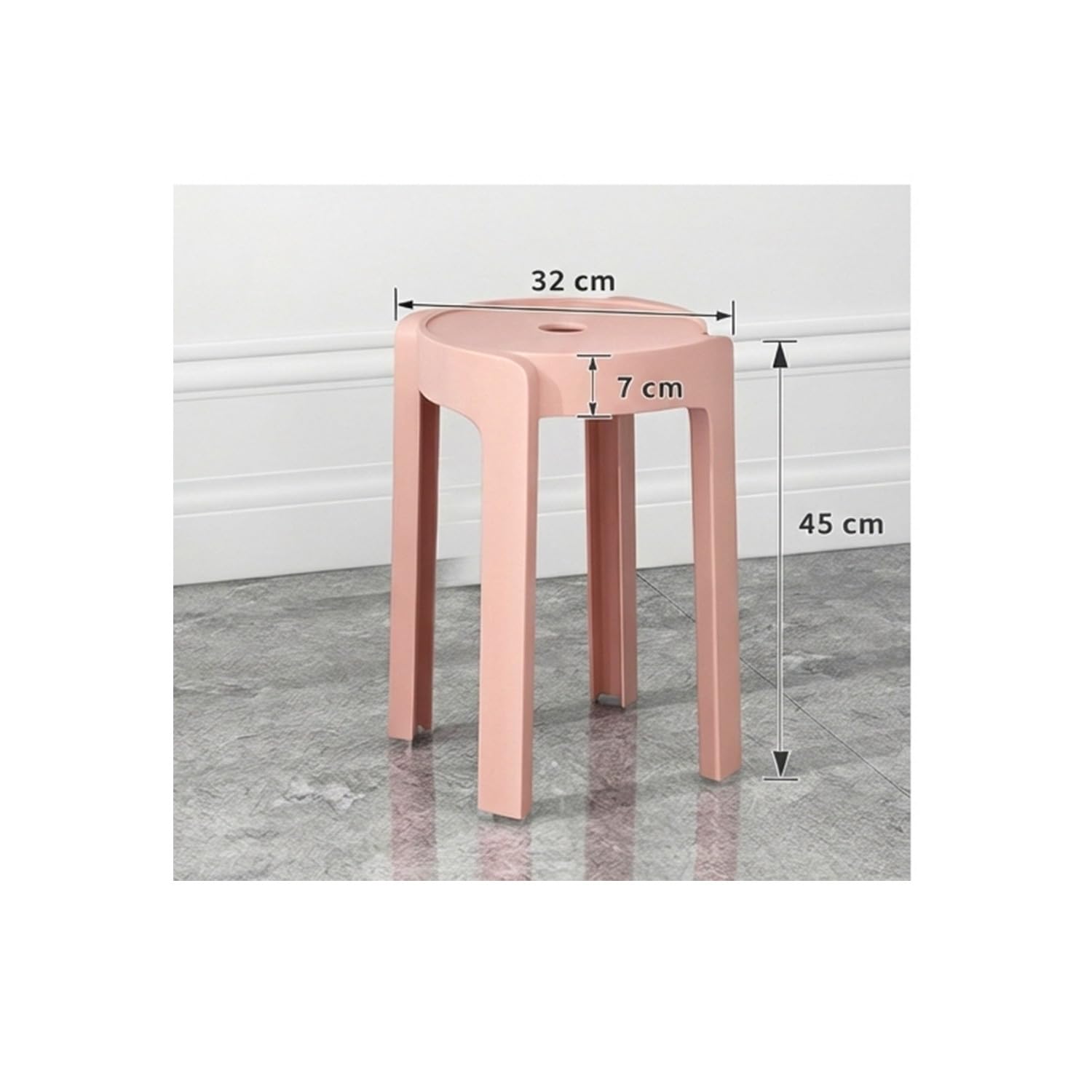 Tabourets Gigognes Empilables BM Home Tab-Rose Plastique Léger Maison Cuisine Jardin