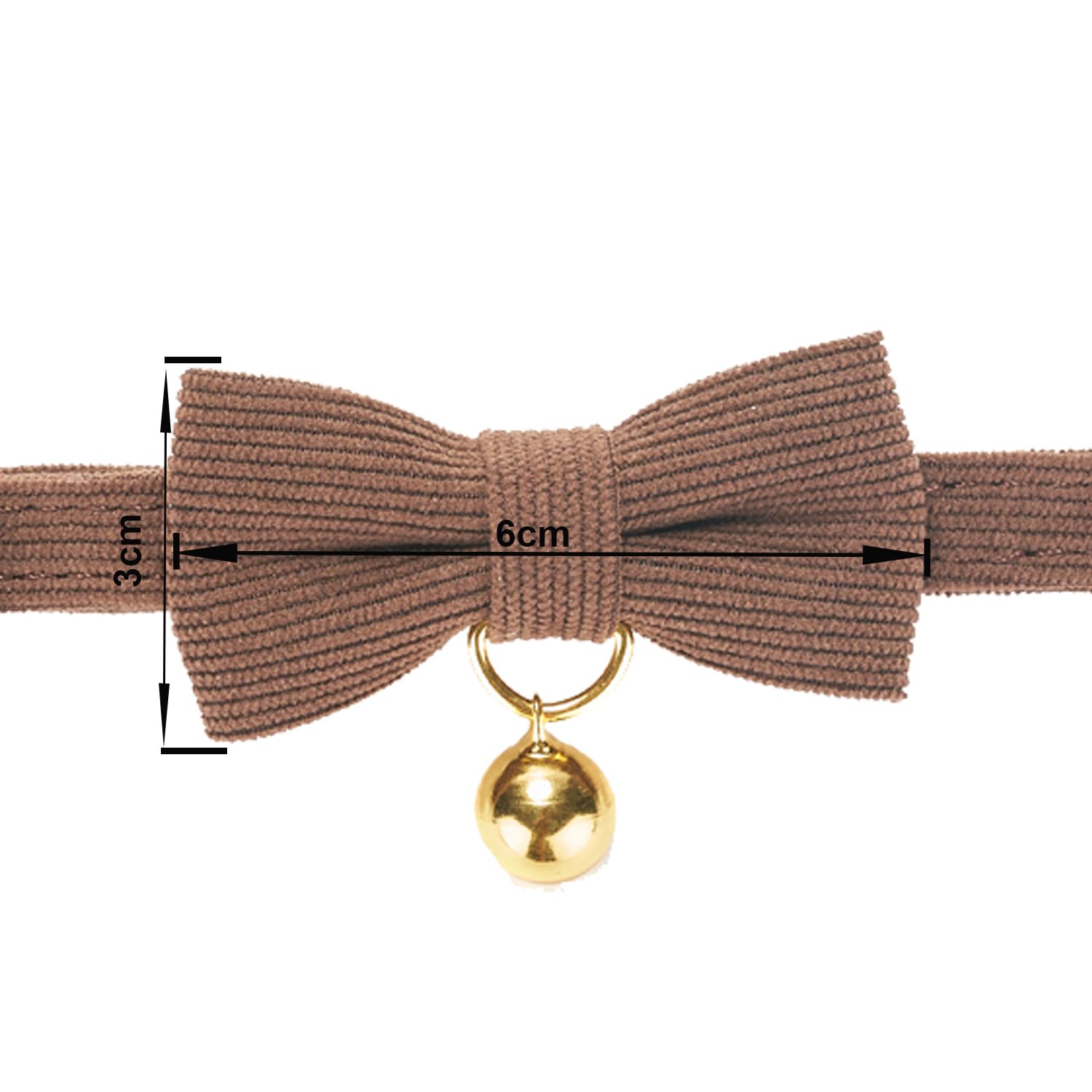 YUDOTE Ultra-soft Collar Natural Cotton Corduroy Made for Cats with Sensitive Skin,Lightweight Kitten Collars with Quick-release Buckle and Removeable Bow-tie,Brown Pack of 1 - Image 4