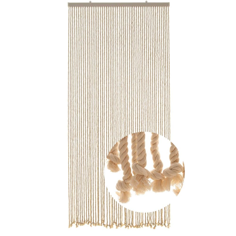 HAB & GUT -DV0110- Seilvorhang Türvorhang MARE 54 Stränge 90/195 cm Beige Zimmertüren Insektenschutz Balkon Terrasse Boho