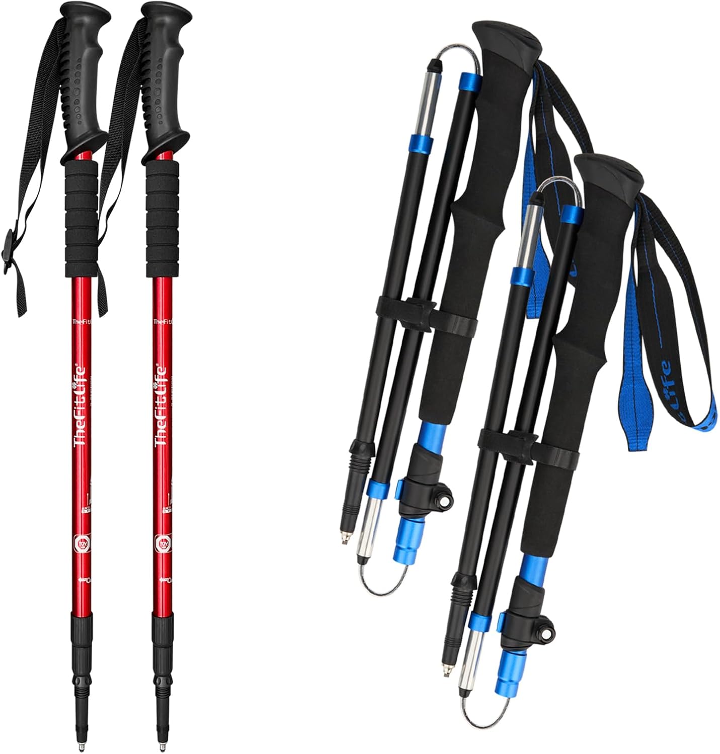 TheFitLife Anti Shock Trekking Poles + Folding Poles Aluminum