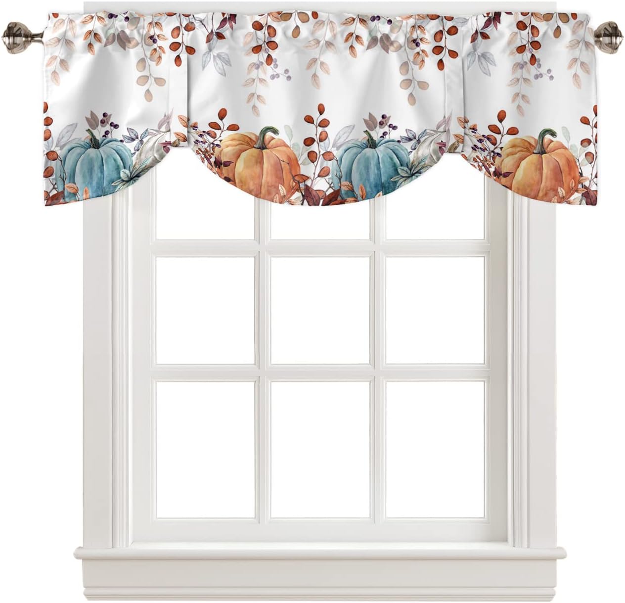 Fall Thanksgiving Blackout Tie Up Valance Curtains for