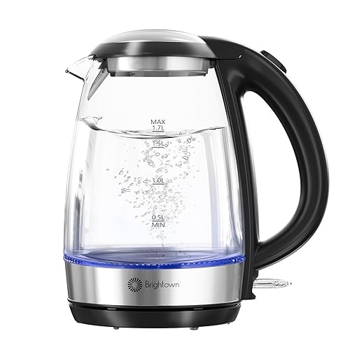 Brightown Electric Glass Kettle for Tea and Coffee, BPA-Free, Fast Boiling, Auto Shut-Off, 1.7 L, 1500W - 1.7L