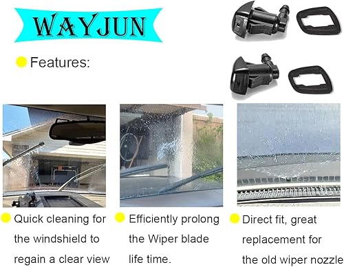 Miniatura 3 de WayJun 85381-AE020 - Boquilla de lavado de chorro de agua para parabrisas (juego de 2) para Toyota Sienna 2003-2010 2004-2008 Solara