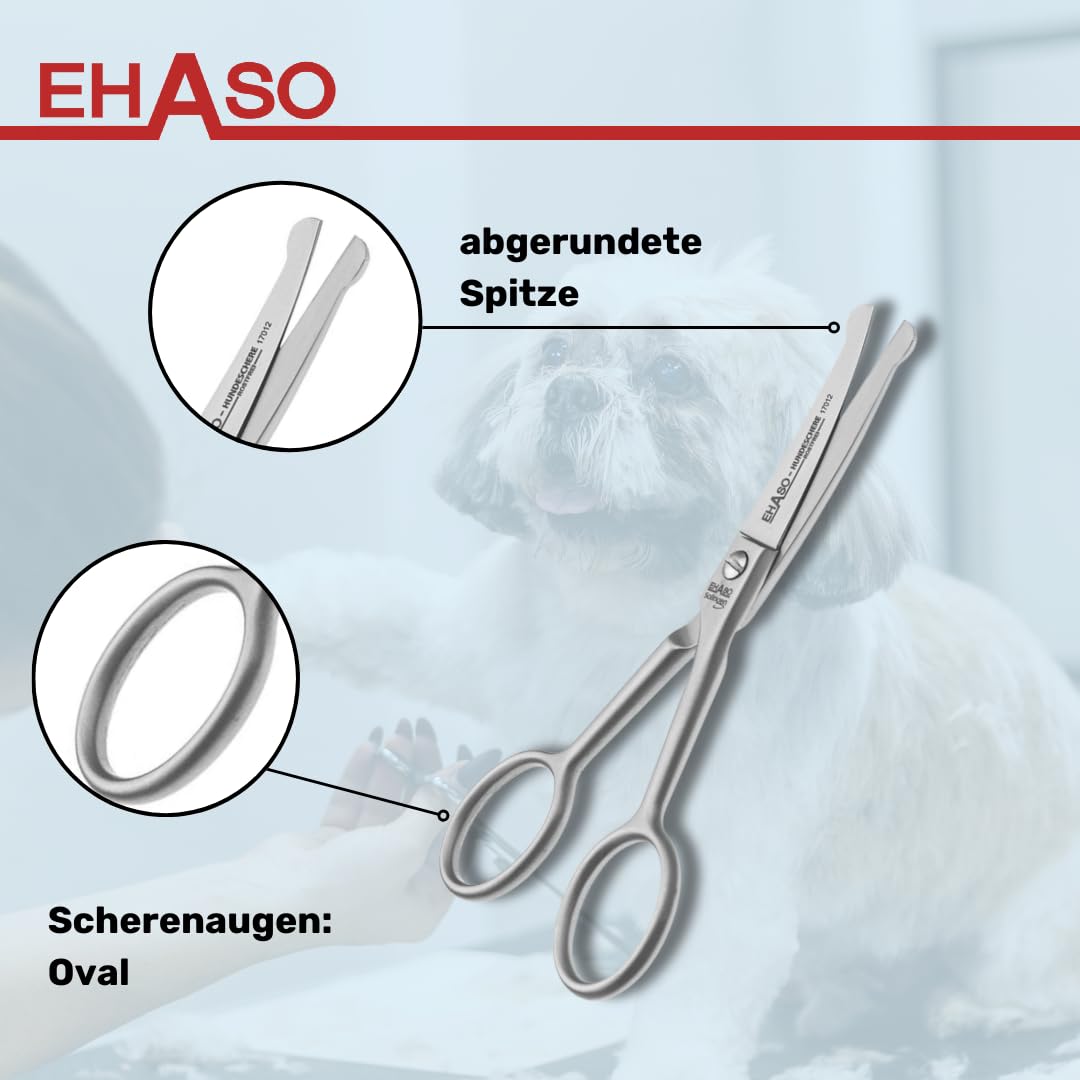 Premium Pfotenschere 12 cm gebogen für Hunde | Abgerundete Schere, Gebogene Schere, Klein und Präzis