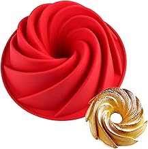 Joyeee 9.6'' Spiral / Burgundy Wine Cake Mold Pan, Silicone Baking Mold for Birthday Cake, Muffin, Bread, Pie, Flan, Tart, Mousse, Cheesecake - Non-Stick Baking Trays - Great For Parties, Holidays