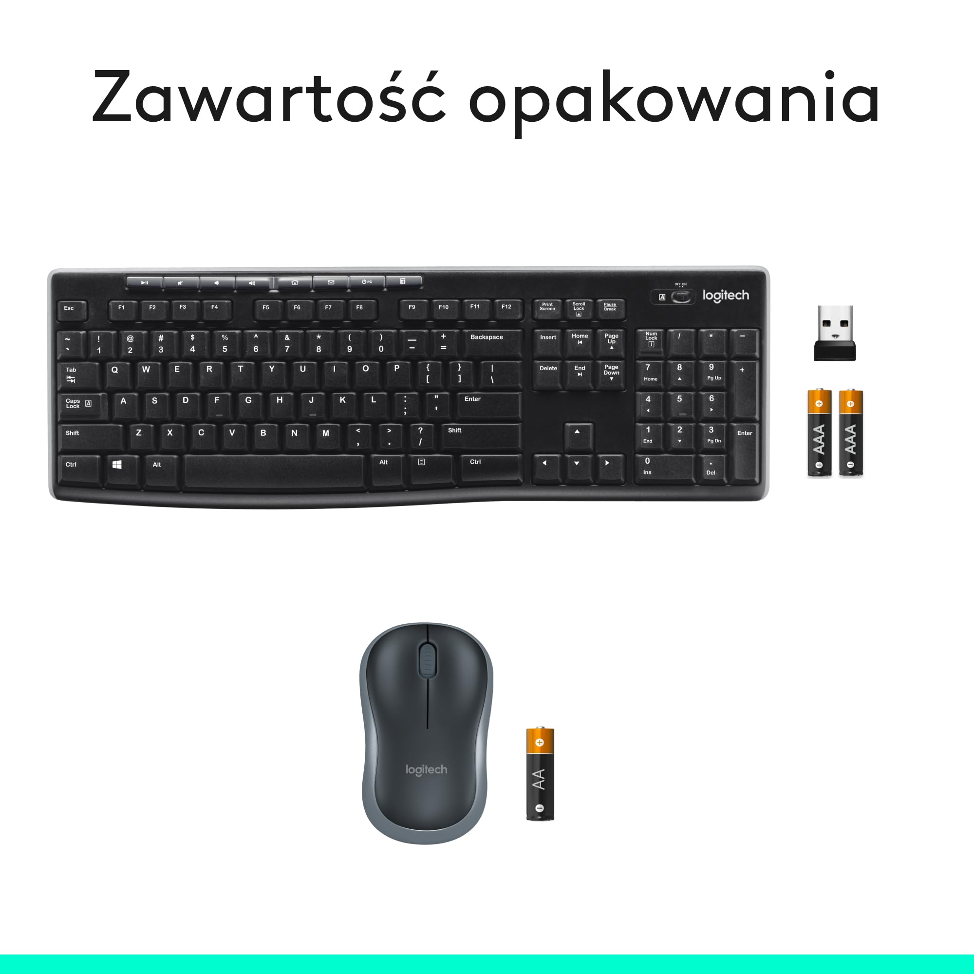 Logitech MK270 Bezprzewodowy Zestaw Klawiatura i Mysz dla Windows, 2,4 GHz, Kompaktowa Myszka, 8 multimedialnych klawiszy skrótowych, bateria 2 lata, dla PC, Laptop, QWERTY układ US Intl - Czarny