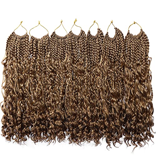 Ayana Goddess Box Braids Crochet Hair 18 Inch 3X Bohomian Crochet Braids Box Braids Crochet Box Braids Curly Ends Synthetic Crochet Braids Hair Extensions For Women (18 Inch-7Pack, 27#)