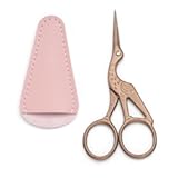 Stork 3&period;6 Inch Sewing Embroidery Scissors with Artificial Leather Cover - Stainless Steel Vintage Embroidery Scissors for Needlework&comma; Manual Sewing Handicraft &lpar;Dark Brown&rpar;