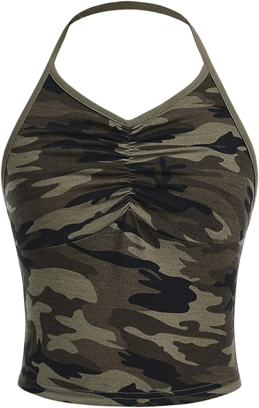 SOLY HUX Girl's Camo Print Ruched Halter Crop Tank Top Sleeveless Summer Tops