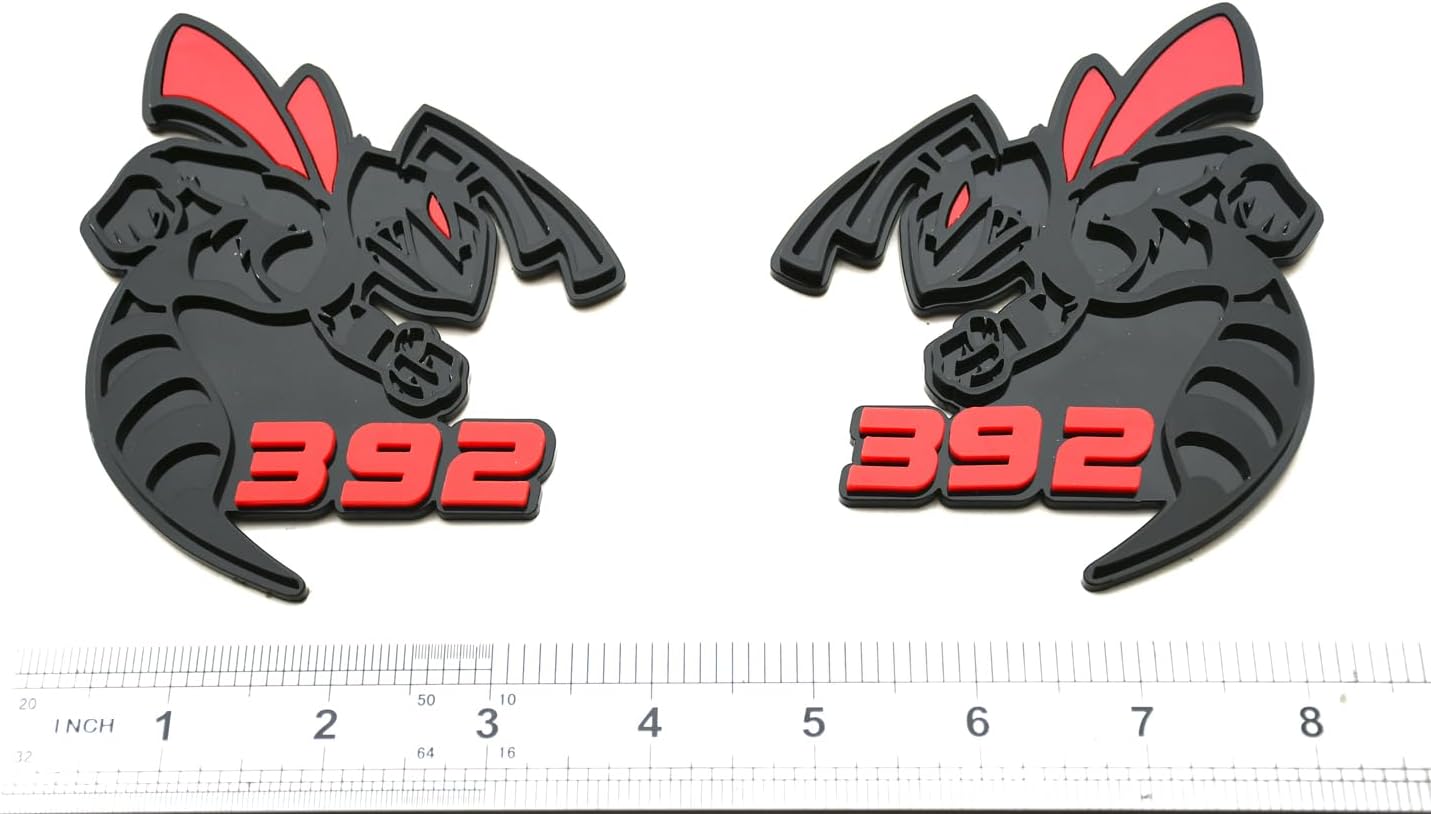 2Pcs Custom Hornet Badges Emblem BEE 3D Angry Agressive Badges Sticker Nameplate Replacement for 392 345 Universal Car Body Motorcycle SUV Door Window Decoration (Bee 392-Black Red)