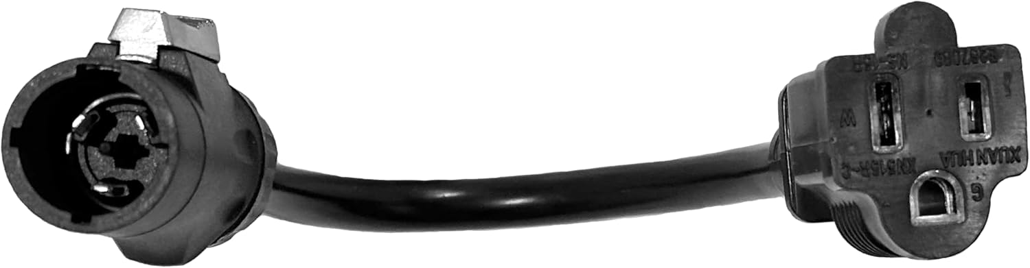 True1 Male to Female 5-15R Edison 6" Locking Power Adaptor Cable, 14 AWG
