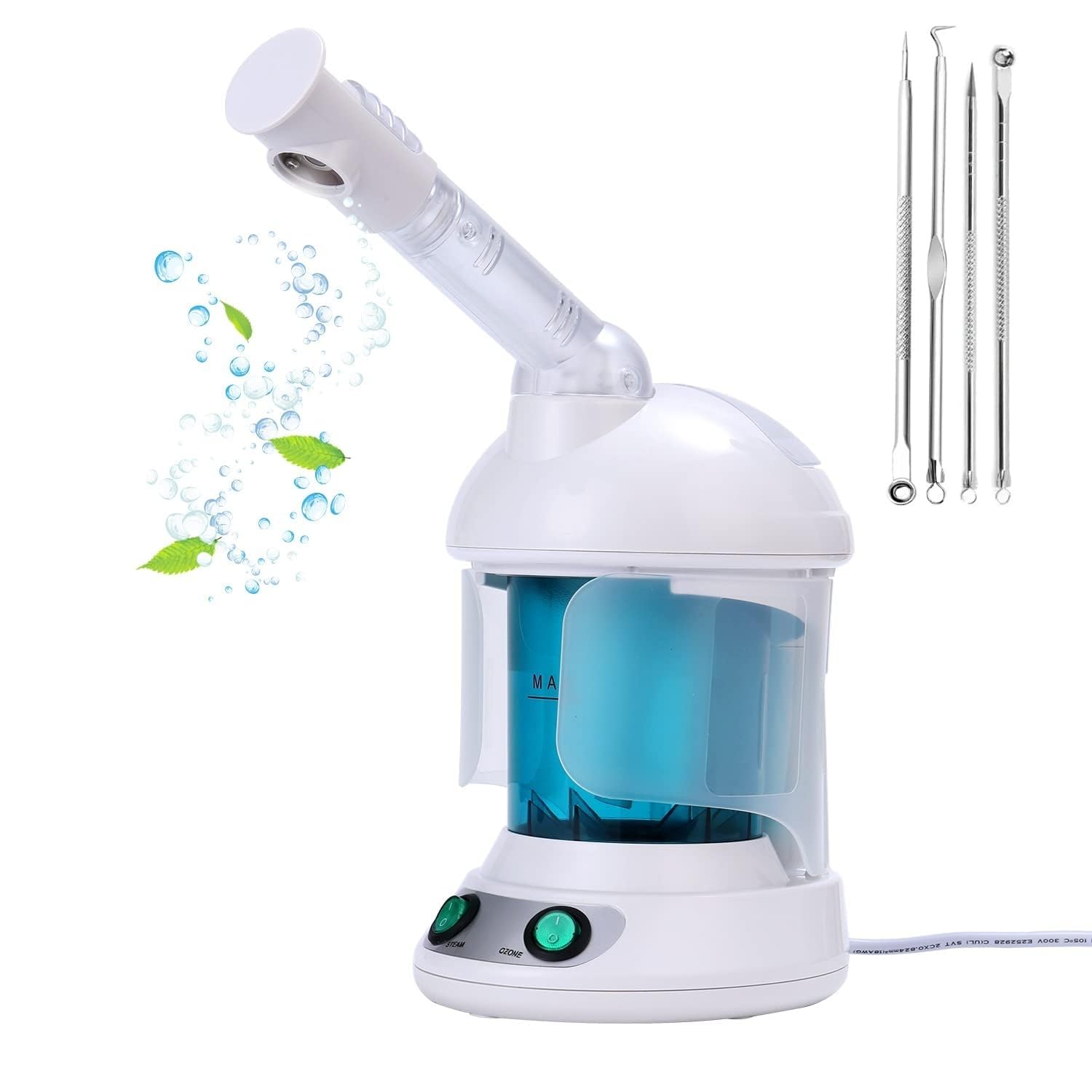 Vaporizador facial con ozono con brazo giratorio de 360 grados, humidificador, elimina los poros de obstrucciones, puntos negros, vaporizador facial portátil para el cuidado personal en casa o salón