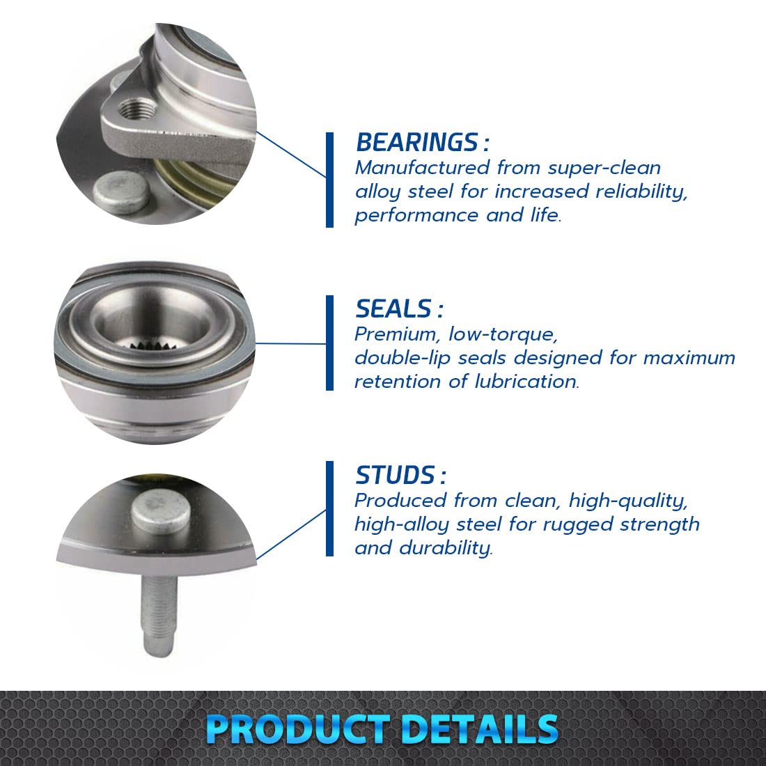 Pair Of Front Wheel Hub & Bearing Assemblies For 2007-2013 Chevy/GMC 1500 2WD Trucks