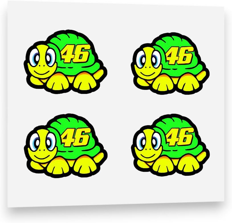 Valentino Rossi Sticker Turtle 2012 Vinyl Decal 2.5cm 1" x 4 Fluorescent Neon
