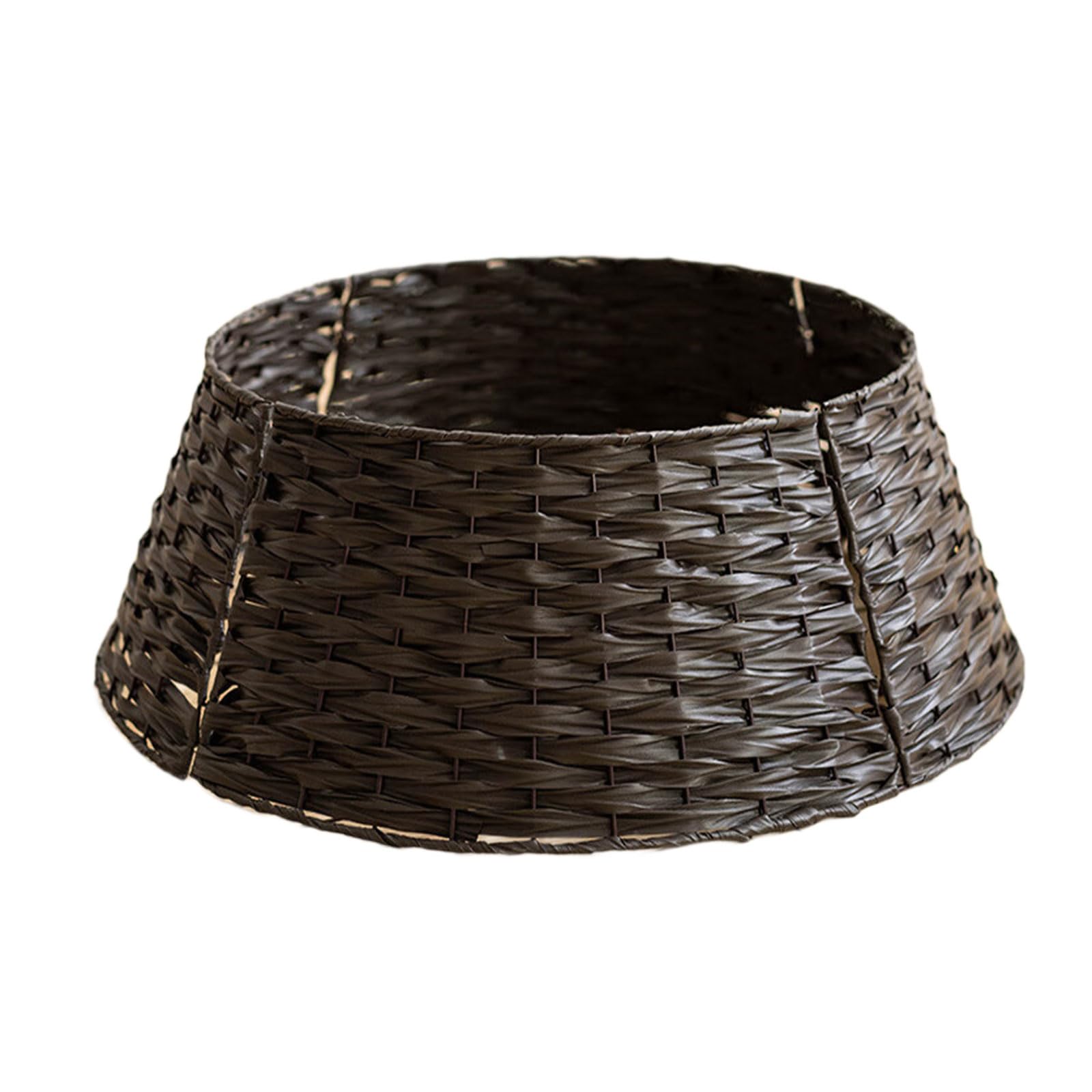 Carotoe Coffee Natural Rattan Christmas Tree Stand Collar Skirt Hand Woven Base Cover Holiday Decoration For Home Rattan Christmas Tree Skirt