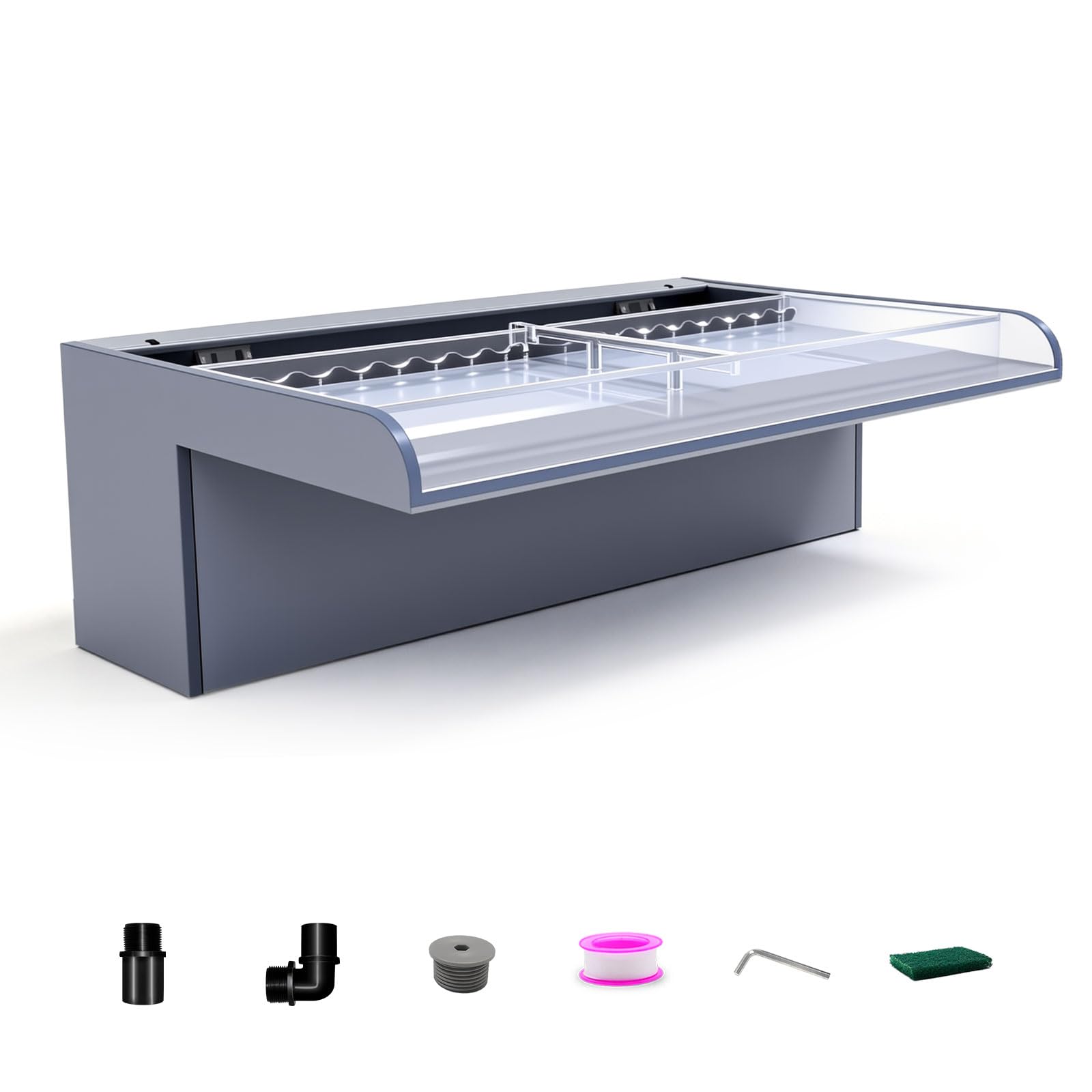 Kit de hojas de cascada para estanque, fuente de piscina acrílica de 30 cm con tapa y accesorios, ancho de 20 cm, cascada de cascada para jardín, patio, decoración de estanque