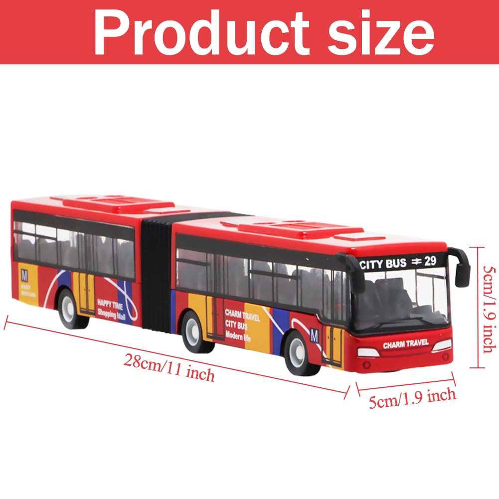 Diecast Pull-Back Bus Toy Set - Mini Friction Powered City Play Vehicle Toy Car Model - Kids Gifts, 18.5x2.5x3cm - Image 2