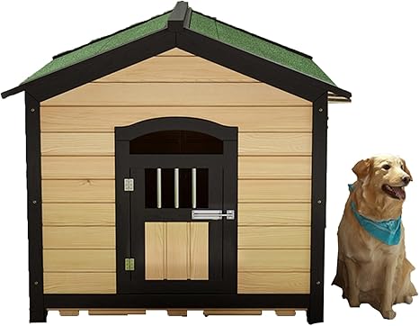 Amazon Co Jp 犬小屋 アウトドア犬小屋 実木犬屋 防水 雨よけアウトドア犬屋 大型犬ペット犬屋 Size 85x78x Cm Color 緑 ペット用品