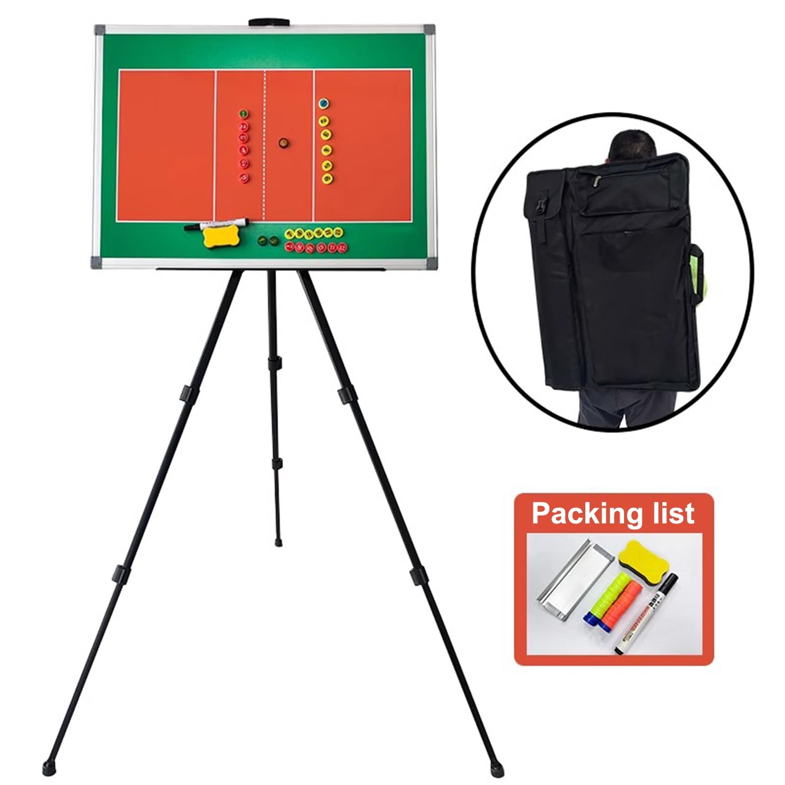 Carpeta Táctica para Entrenar, Pizarra de Borrado en Seco con Marcador de Pizarra Blanca para Entrenador, Kit Entrenamiento Fichas Magneticas, Herramientas de Escritura de Borrado en Seco
