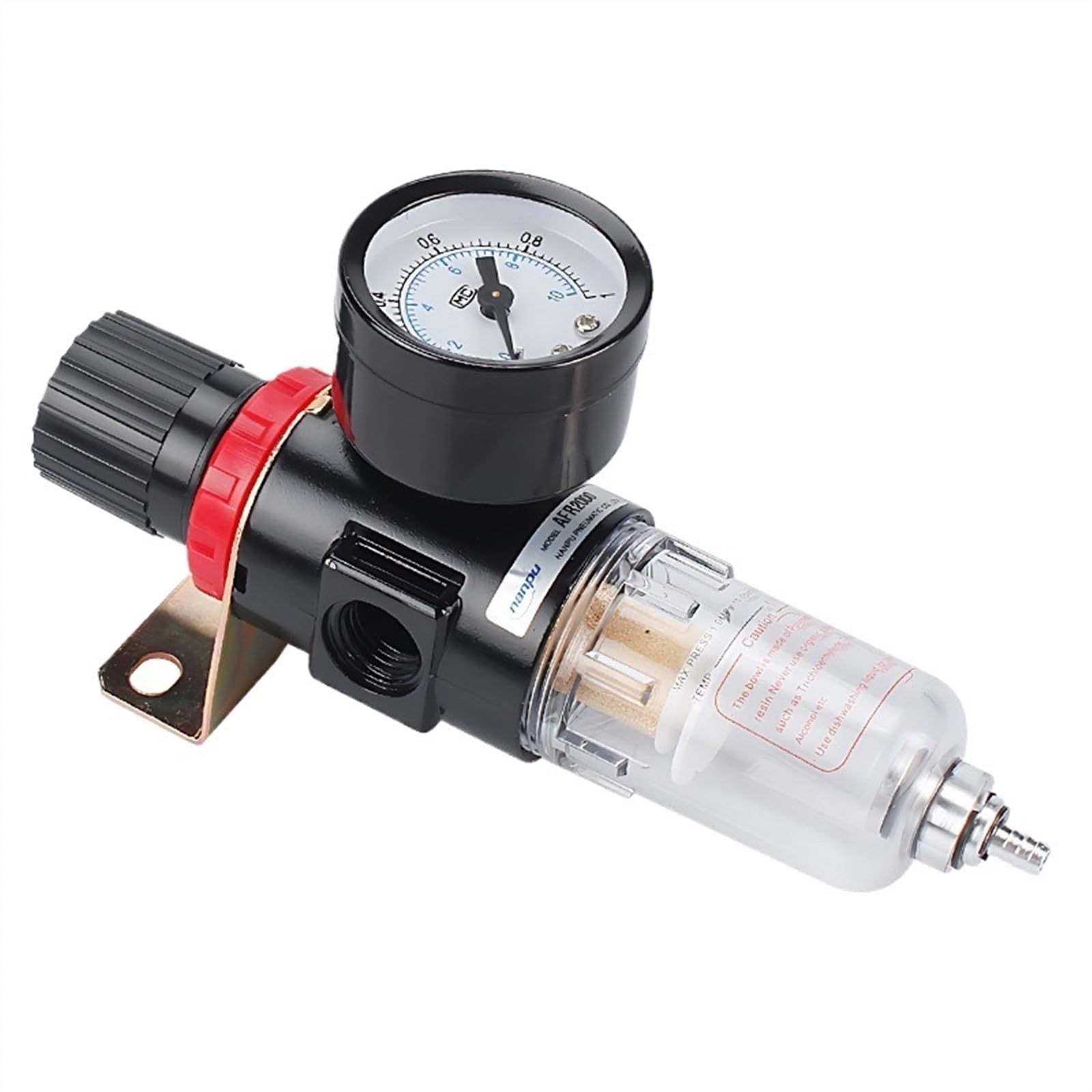 Válvulas reguladoras de Filtro Aire neumáticas G1/4 AFR2000 con manómetro, válvula Control Flujo, Controlador Velocidad Drenaje del compresor(AFR-2000)