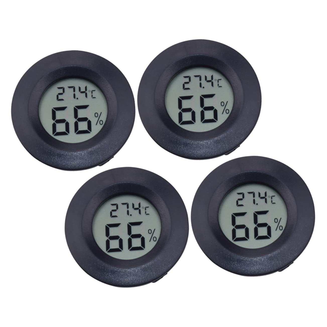 TOYANDONA 3 Series Termómetro Higrómetro Digital Accesorios Para Reptiles Terrario De Reptiles Humedad Vivero Redondo Monitor De Acuario Hogar Interior Black 4 Piezas*3