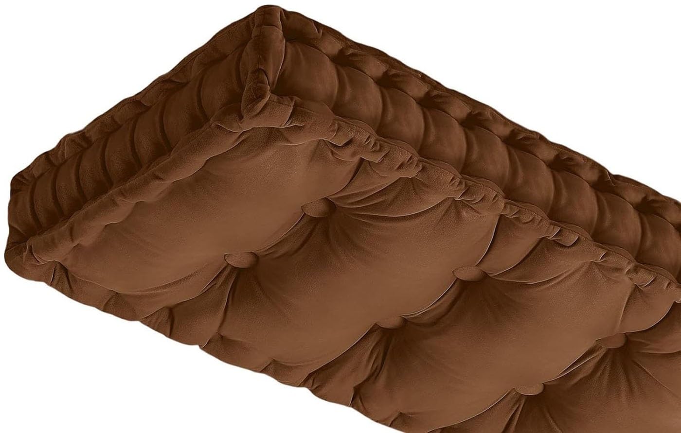 Cuscini in velluto marrone scuro per panchine interne/esterne, trapuntati, per dondolo da patio, per divano a 1/2/3 posti, terrazza, 120 x 50 x 10 cm, cuscini per tavolo e cuscini decorativi per la