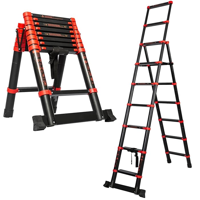 Buy 7+9 Steps Multi-Position Expansion Telescoping Ladder,Aluminum ...