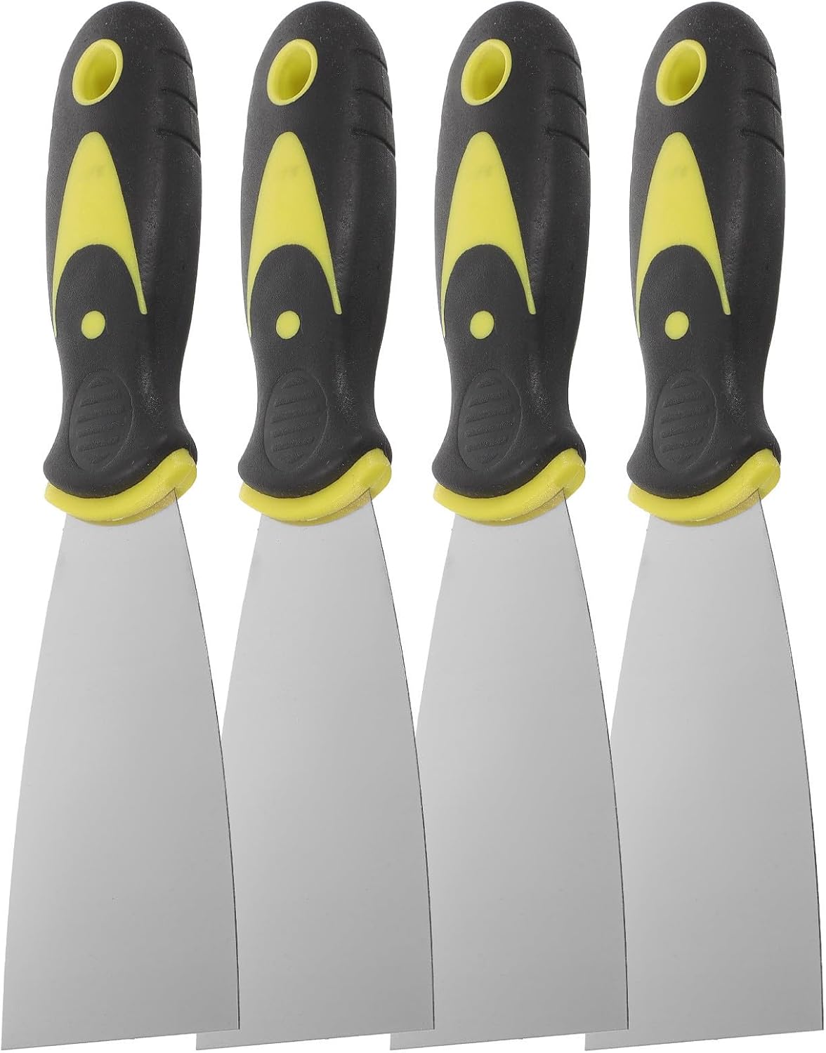 4pcs Stainless Steel and Plastic Putty Knives Set Lightweight Multifunctional Scrapers for Patch Repair and Drywall with Silver Handles