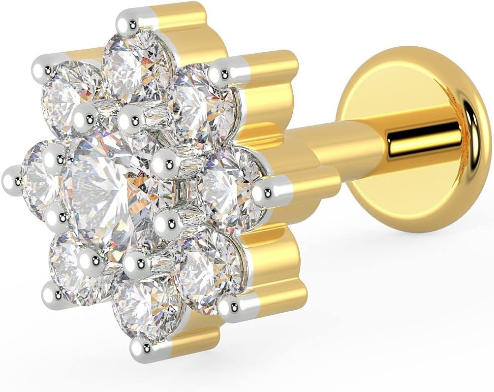 IGI Certified 0.09 Carats Diamonds with VVS Clarity & EF Colour Adorned on 18kt (750) Yellow Gold Nosepin For Women