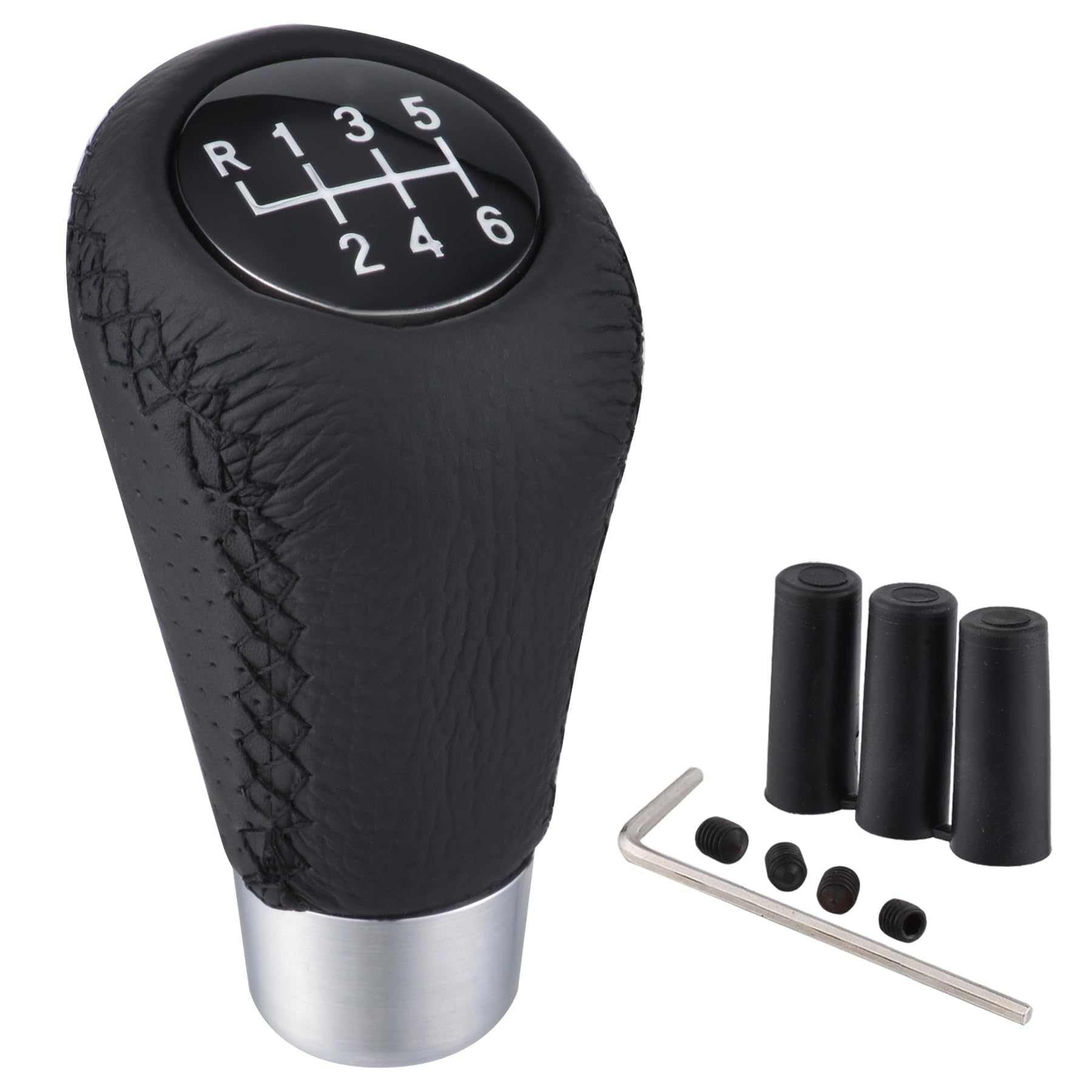 Padaodao Gear Knob 6 Speed Shift Grip Head Lever Stick Shifter Leather Manual for Most Vehicles MT at Cars, Black