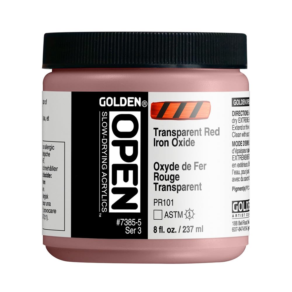 Or OPEN 236ml Trans Rouge Ir Ox III pigment acrylique flacon