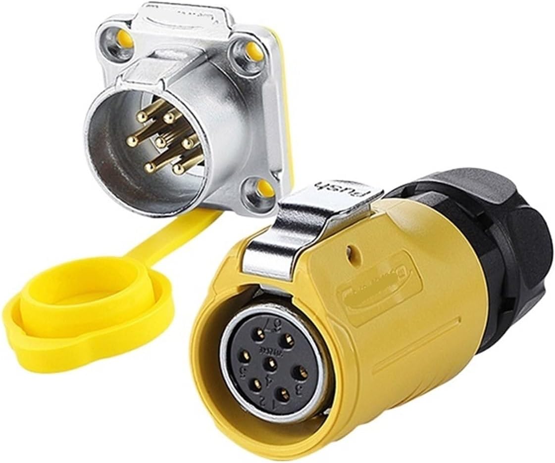 LP-20 female male waterproof aviation socket 7-pin yellow reverse IP68 connector UL(Female plug)