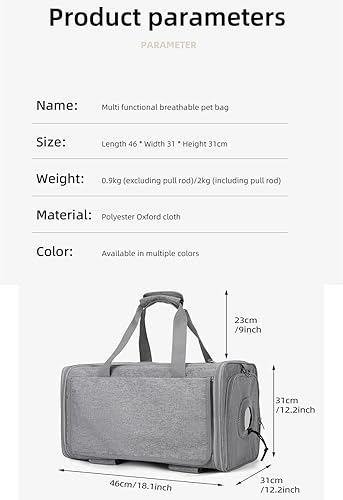 Miniatura 5 de Transportador de mascotas de aerolínea con ruedas – Ventilación de malla grande, cubierta de privacidad y ruedas desmontables para gatos/perros