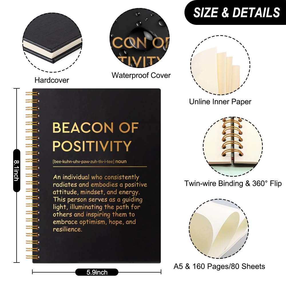 THEBESTU Beacon of Positivity Spiralnotizbuch, 160 Seiten, Hardcover, blanko, lustiges motivierendes Statement-Notizbuch, Geschenke für Kollegen, Freunde, Mitarbeiter, Weggehen, Geschenke für Kollegen