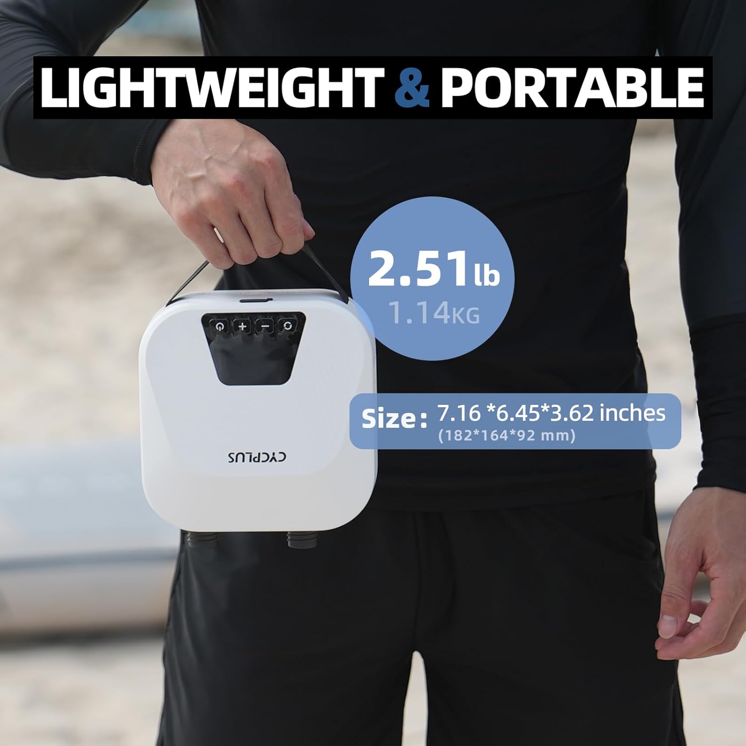 CYCPLUS 20PSI High Pressure Smart SUP Air Pump, Rechargeable Battery-Powered, Intelligent Dual Stage Inflation & Deflation, Auto-Off Air Pump for Stand Up Paddle Boards,Surfing Kite, Tent, Mattress - Image 4