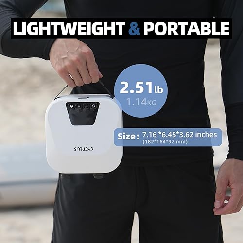Miniatura 4 de CYCPLUS 20PSI High Pressure Smart SUP Air Pump, Rechargeable Battery-Powered, Intelligent Dual Stage Inflation & Deflation, Auto-Off Air Pump for