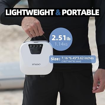 CYCPLUS 20PSI High Pressure Smart SUP Air Pump, Rechargeable Battery-Powered, Intelligent Dual Stage Inflation & Deflation, Auto-Off Air Pump for Stand Up Paddle Boards,Surfing Kite, Tent, Mattress