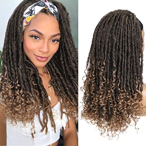 Fancy Hair Dreadlock Wig Faux Locs Headband Wigs Black Short Passion Twist Wigs Braided Twist Wigs Nature Black Short Curly Synthetic Daily Party Replacement Wig For Black Women (1B/27#) #TOP24