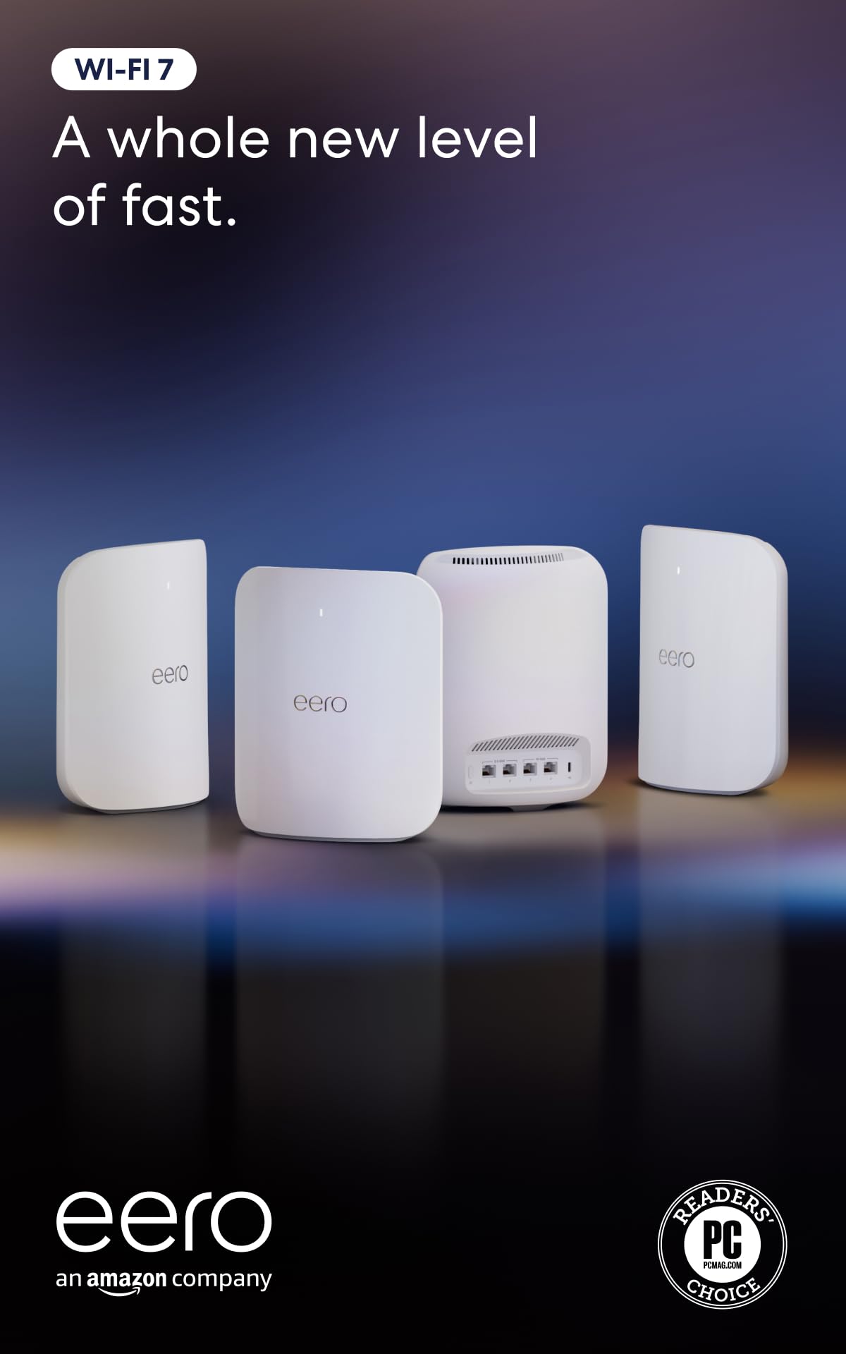 Amazon eero Max 7 mesh wifi system (newest model) - Supports internet plans up to 10 Gbps, Coverage up to 10,000 sq. ft., Connect 750+ devices, 4-pack without eero Plus 4-Pack