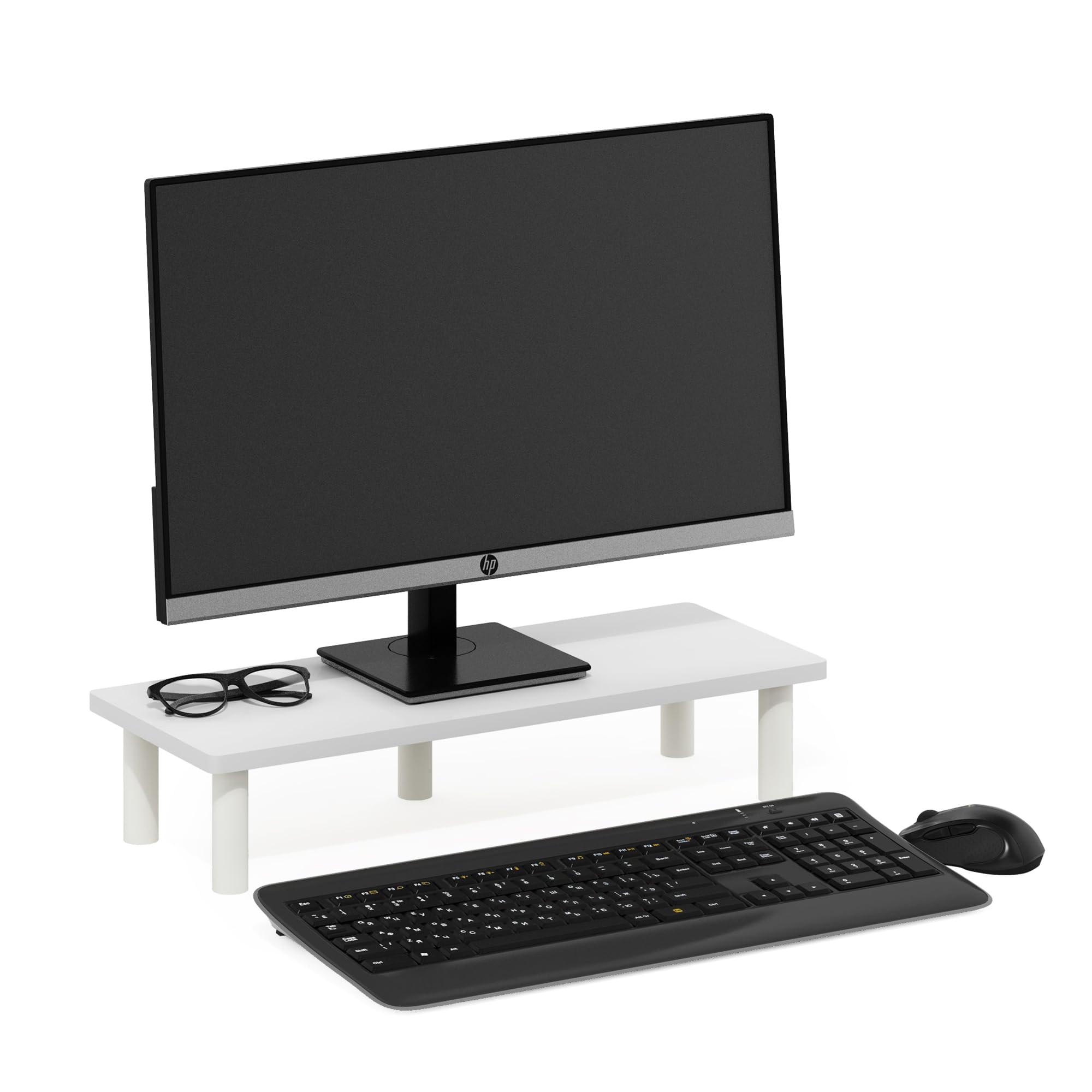 Furinno TURN-N-TUBE Monitor Stand Riser, Monitor Riser, Laptop Stand for Desk, Office Desk Accessories, Desk Organizers and Accessories, White