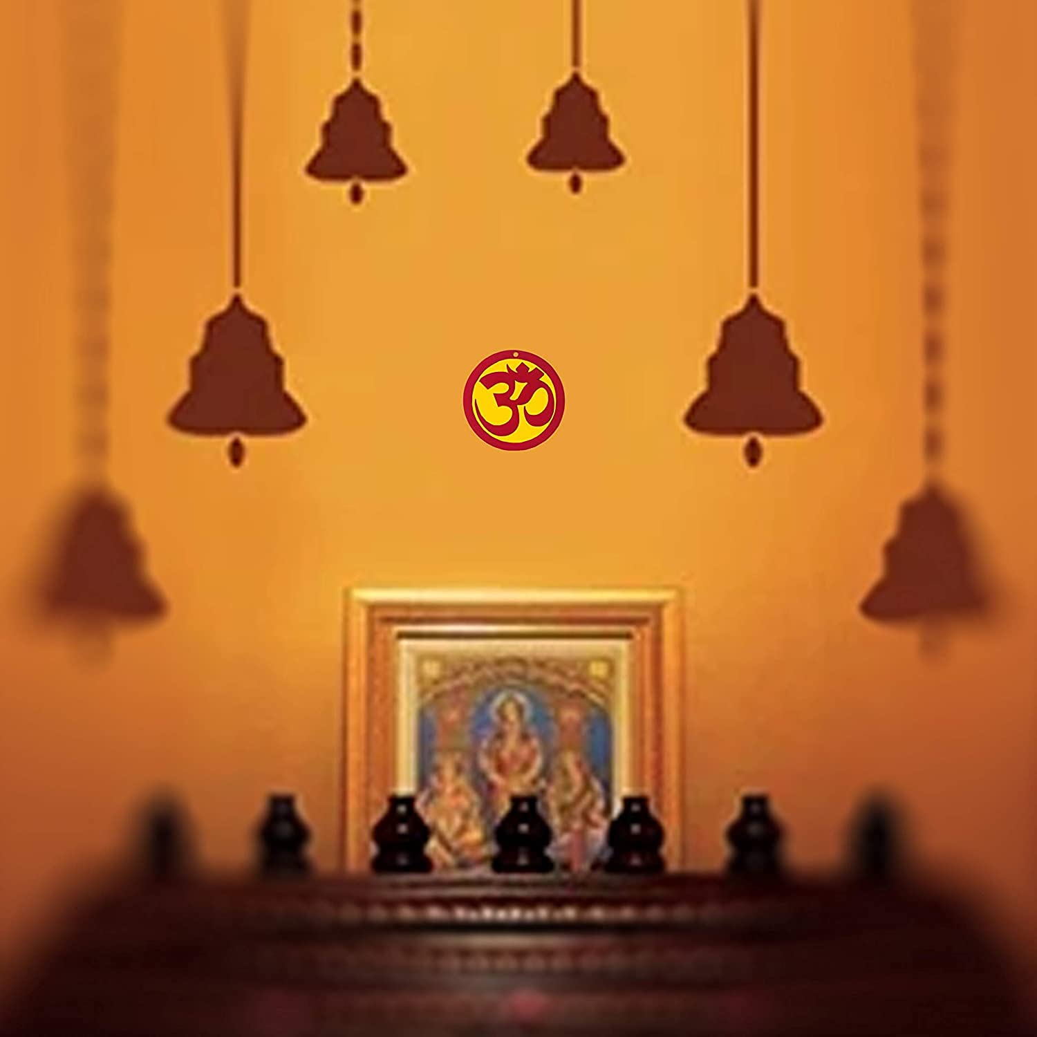 Divya Mantra Sri Aum Swastik Meenakari Auspicious Metallic Wall Decor Om Mandir Home Hindu Temple Pooja Items Vastu Decorative Car Hanging Diwali Puja Double Sided Symbol -Multi -Set of 2 - Image 6 thumbnail