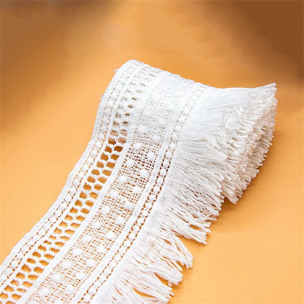 Générique Dentelle Tissu Ruban Frange Vêtements Robe Rideau Canapé Tissus De Bricolage Faits À La Main pour Coudre des Vêtements (Couleur : Blanc, Taille : 7CM) (Blanc 7CM)