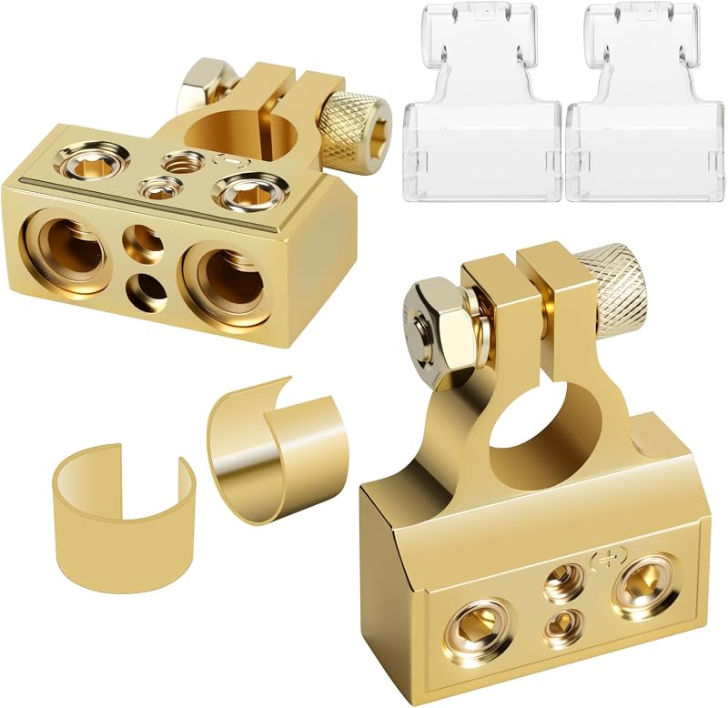 Terminais de Bateria Bates Choice em Latão para Cabos 0/2/4/6/8/10 AWG – Par