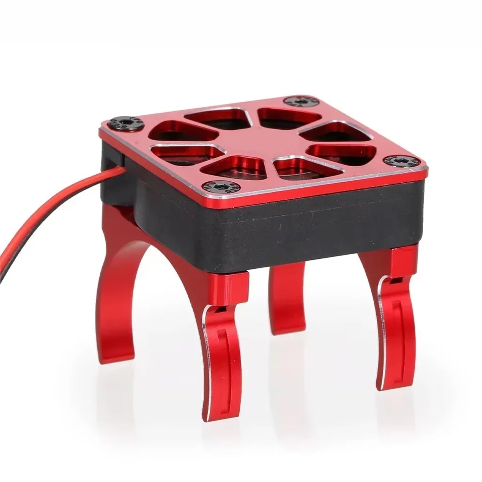 for TRX-4 SCXI10 RC Car 540 550 RC Model Accessories Electric Car Brushless Carbon Brush Motor Radiator Cover+Cooling Fan RC Upgrade Accessories(Red)