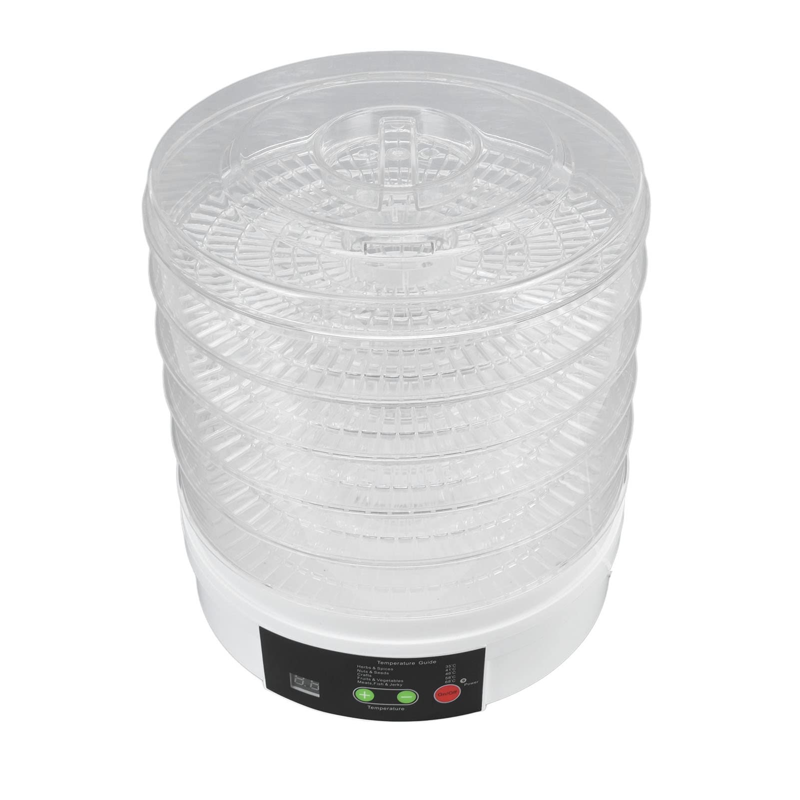 Deshidratador de Alimentos 350W 5 Bandejas Control de Perilla Máquina Secadora de Alimentos Eléctrica Calefacción de Circulación de 360 ​​​​° con Tapa y Orificios de (Enchufe europeo 220V)