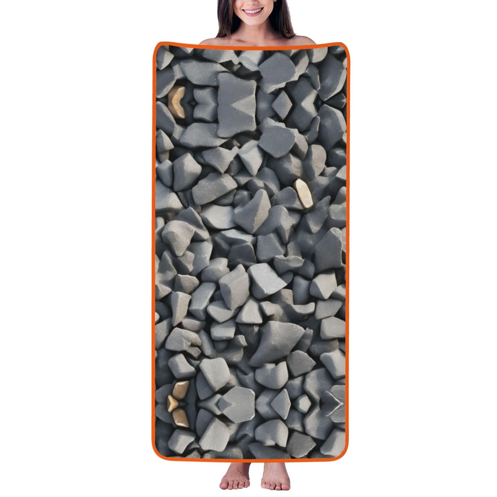 KPXXAQT Pebble Stone Pattern Print Coral Velvet Bath Towel Soft Absorbent Towels Home Vacation Or Summer Gifting