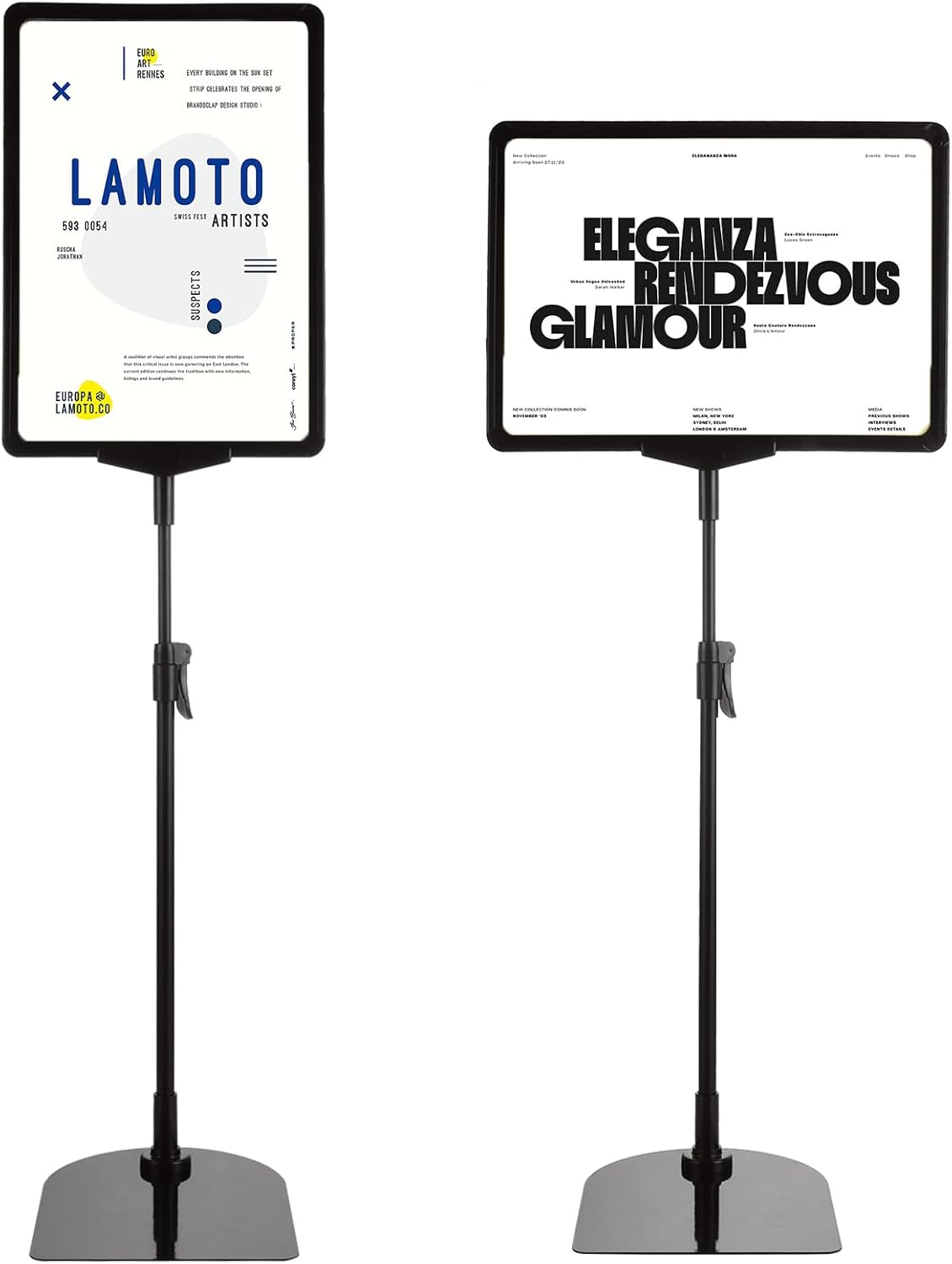 3 pcs adjustable sign holder, 8.5x11 inch sign poster stand, vertical and horizontal view sign holder, reusable floor standing sign stand for display, advertisement, and outdoor, black