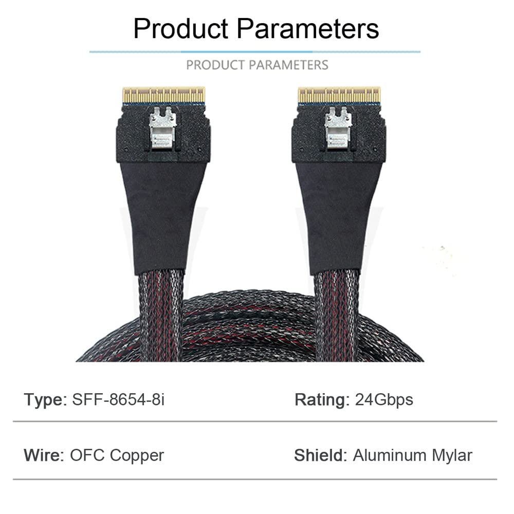PCI-E Slimline SAS 4.0 SFF-8654 8i 74pin host a SFF-8654 74Pin Slim SAS Cable de destino 50 cm