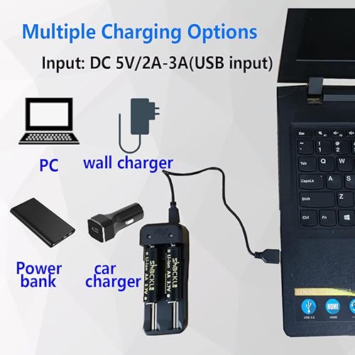 Miniatura 5 de Shockli - Cargador USB inteligente con CR-AA, pilas recargables AA de 3.7 V (paquete de 4)  Botón superior para linterna Lumintop Tool AA 2.0,