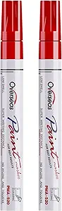  Red Paint Pens Permanent Markers, 2 Oil Based Paint Makrers | Medium Tip, Waterproof, Quick Dry, Fade Resistant, Bright Colors Marker Pen for Metal, Wood, Plastic, Rock, Rubber, Canvas